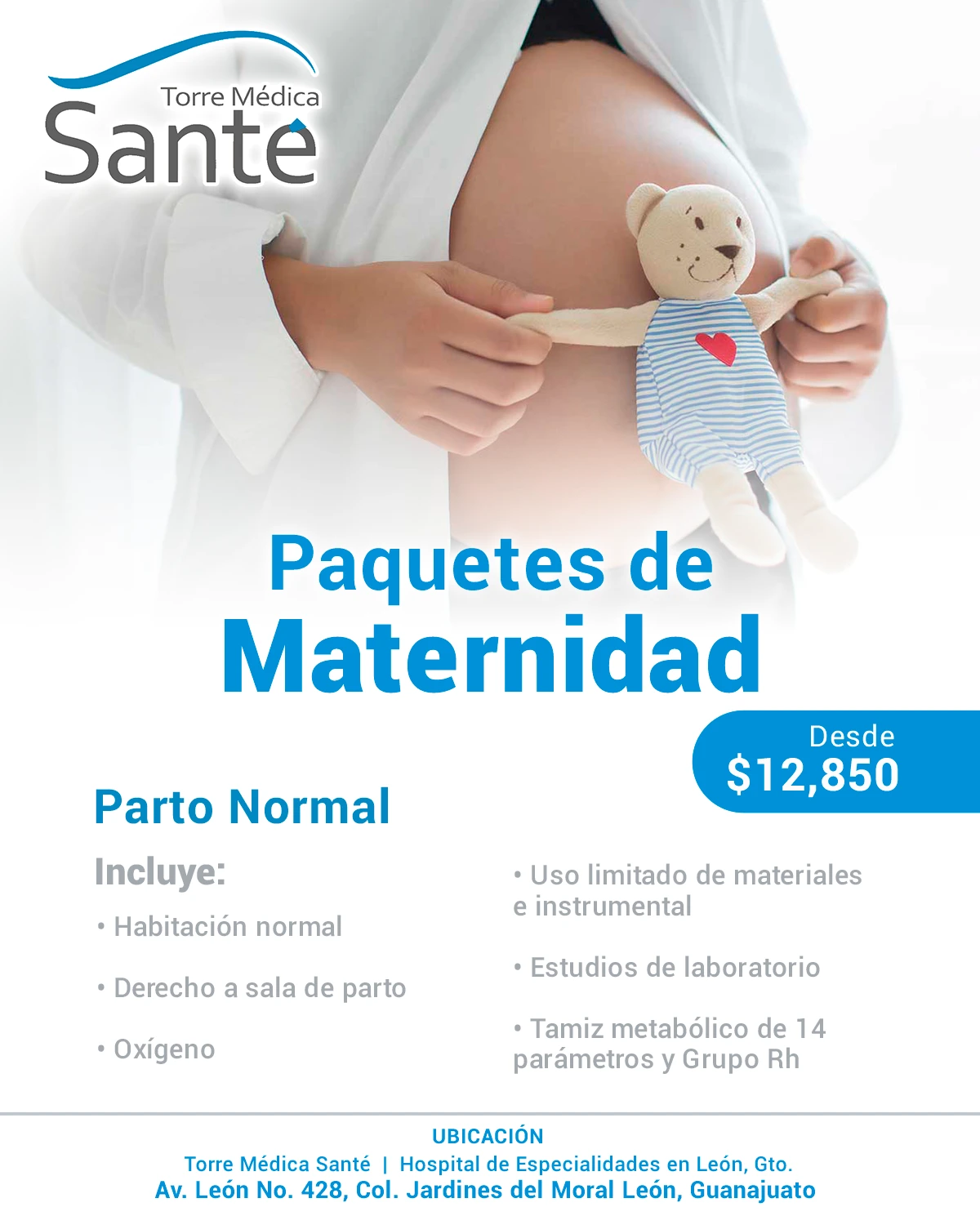Paquete Maternidad parto normal en Médica Santé León Guanajuato